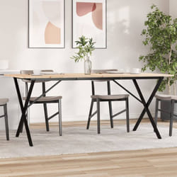 vidaXL Table à manger cadre en X 180x90x75 cm bois de pin massif acier
