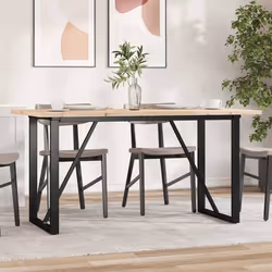 vidaXL Table à manger cadre en O 140x80x75,5 cm bois pin massif acier