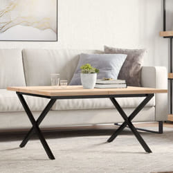 Table basse cadre en x 80x80x45,5cm bois de pin massif et fonte Vidaxl