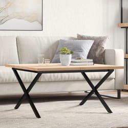 vidaXL Table basse cadre en X 90x90x45,5cm bois de pin massif et acier