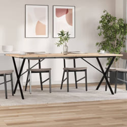 vidaXL Table à manger cadre en X 200x100x75,5 cm bois pin massif acier