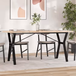 vidaXL Table à manger cadre en Y 140x80x75,5 cm bois pin massif acier