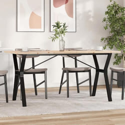 vidaXL Table à manger cadre en Y 140x80x75,5 cm bois pin massif acier