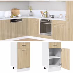Cette armoire de plancher à tiroirs optimise votre espace de cuisine, offrant un espace de rangement suffisant pour vos effet ...