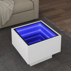 vidaXL Table d'appoint avec LED blanc 40x40x30 cm bois d'ingénierie