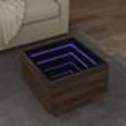 vidaXL Table d'appoint et LED chêne marron 40x40x30 cm bois ingénierie