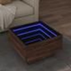 vidaXL Table basse avec LED chêne marron 50x50x30 cm bois d'ingénierie