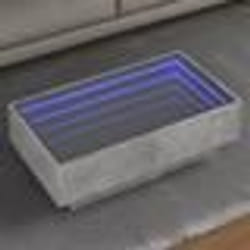 vidaXL Table basse avec LED gris béton 90x50x30 cm bois d'ingénierie