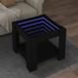 vidaXL Table basse avec LED noir 53x53x45 cm bois d'ingénierie