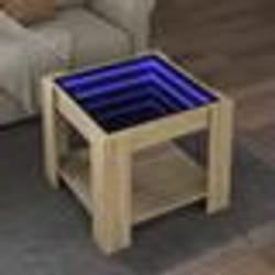 vidaXL Table basse avec LED chêne sonoma 53x53x45 cm bois d'ingénierie