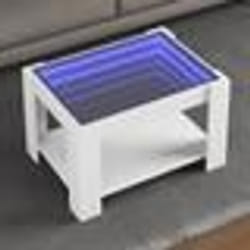 vidaXL Table basse avec LED blanc 73x53x45 cm bois d'ingénierie
