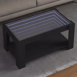 vidaXL Table basse avec LED noir 93x53x45 cm bois d'ingénierie