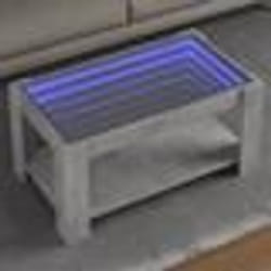 vidaXL Table basse avec LED gris béton 93x53x45 cm bois d'ingénierie