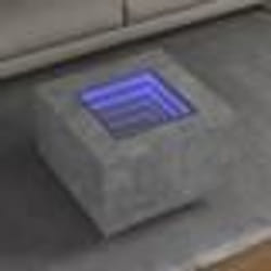 vidaXL Table basse avec LED gris béton 60x60x40 cm bois d'ingénierie