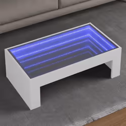 vidaXL Table basse avec LED infini blanc 90x50x30 cm