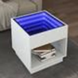 vidaXL Table basse avec LED infini blanc 50x50x50 cm