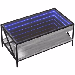 Cette table basse unique dotée d'un miroir à LED infini est adaptée à différents endroits. Matériau stable et durable : le bo ...