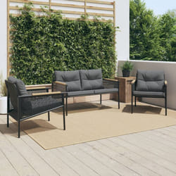 Vidaxl - Ensemble de meubles de balcon avec coussins 3 pcs noir acier