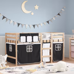 VidaXL 3283817 Lit pour enfant Noir, Blanc Polyester