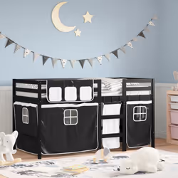 VidaXL 3283823 Lit pour enfant Noir, Blanc Polyester