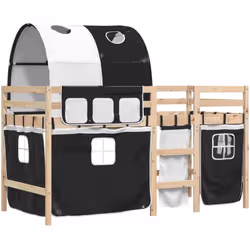 Ce lit mezzanine pour enfants a été fabriqué en pin massif et est conçu pour recevoir et optimiser l'espace. Construction en  ...