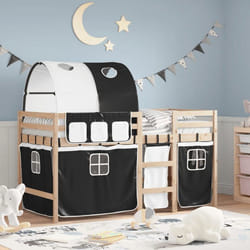 vidaXL Lit Mezzanine Enfants avec Tunnel Lit Intermédiaire avec Rangement Meuble de Chambre à Coucher Moderne Blanc/Noir