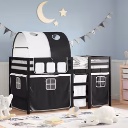 VidaXL 3283850 Lit pour enfant Noir, Blanc Polyester