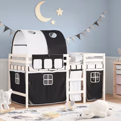 VidaXL 3283856 Lit pour enfant Noir, Blanc Polyester