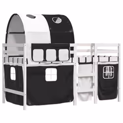 VidaXL 3283856 Lit pour enfant Noir, Blanc Polyester