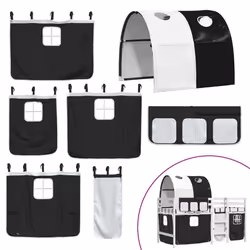 VidaXL 3283856 Lit pour enfant Noir, Blanc Polyester - Vue supplémentaire 7