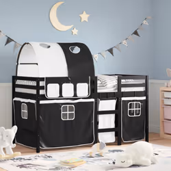 VidaXL 3283859 Lit pour enfant Noir, Blanc Polyester