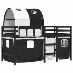 VidaXL 3283859 Lit pour enfant Noir, Blanc Polyester