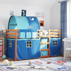 vidaXL Lit superposé sans matelas bleu 80x200 cm bois de pin massif - 80 x 200 cm
