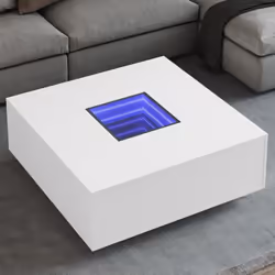 Cette table basse unique dotée d'un miroir à LED infini est adaptée à différents endroits. Matériau stable et durable : le bo ...