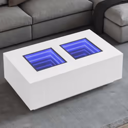 Cette table basse unique dotée d'un miroir à LED infini est adaptée à différents endroits. Matériau stable et durable : le bo ...