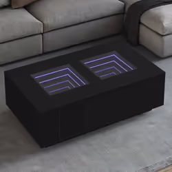 Cette table basse unique dotée d'un miroir à LED infini est adaptée à différents endroits. Matériau stable et durable : le bo ...