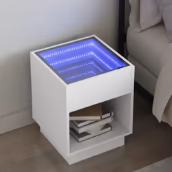 Cette table de chevet avec un miroir à LED infini constitue un ajout intemporel à votre décoration intérieure. Matériau stabl ...