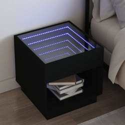 Vidaxl - Table de chevet avec led infini noir 50x50x50 cm