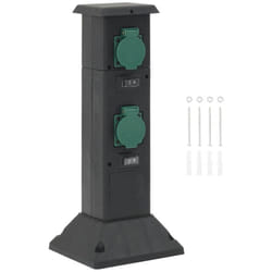 Vidaxl - Colonne de prise d'extérieur à 4 voies noir vert 16x16x39,5 cm