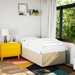 Cadre De Lit Crème 100 X 200 Cm Tissu