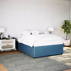 vidaXL Cadre de lit sans matelas bleu 140x200 cm velours - 140 x 200 cm