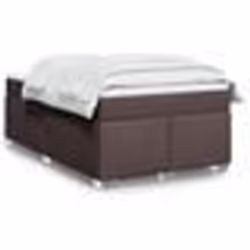 vidaXL Sommier à lattes de lit et matelas marron foncé 120x190cm tissu - 120 x 190 cm