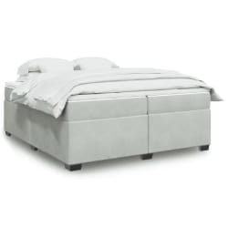 vidaXL Sommier à lattes de lit et matelas Gris clair 200x200cm Velours