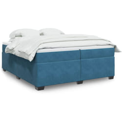 Vidaxl Sommier À Lattes De Lit Et Matelas Bleu Foncé 200x200cm Velours