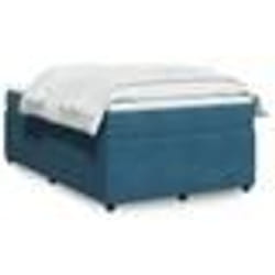 vidaXL Sommier à lattes de lit et matelas Bleu foncé 120x200cm Velours - 120 x 200 cm