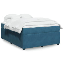 vidaXL Sommier à lattes de lit et matelas Bleu foncé 160x200cm Velours