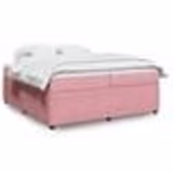 vidaXL Sommier à lattes de lit avec matelas Rose 200x200 cm Velours - 200 x 200 cm