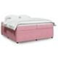 vidaXL Sommier à lattes de lit avec matelas Rose 200x200 cm Velours - 200 x 200 cm