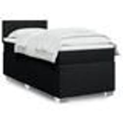 vidaXL Sommier à lattes de lit et matelas Noir 80x200 cm Tissu - 80 x 200 cm