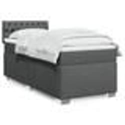 vidaXL Sommier à lattes de lit et matelas Gris foncé 90x190 cm Tissu - 90 x 190 cm